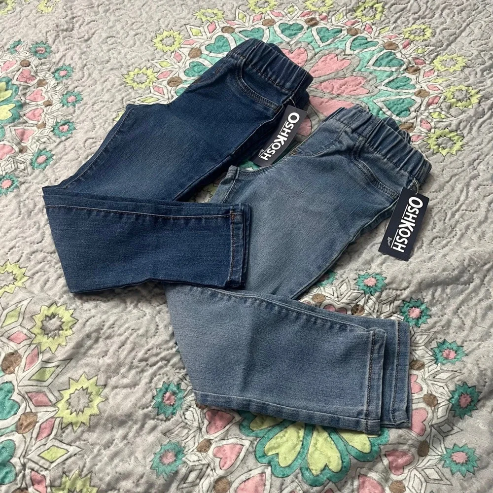 Bundle of 2 NEW OshKosh Bgosh Girls 5T Jegging 2 Pack Blue Denim Pull On Pants